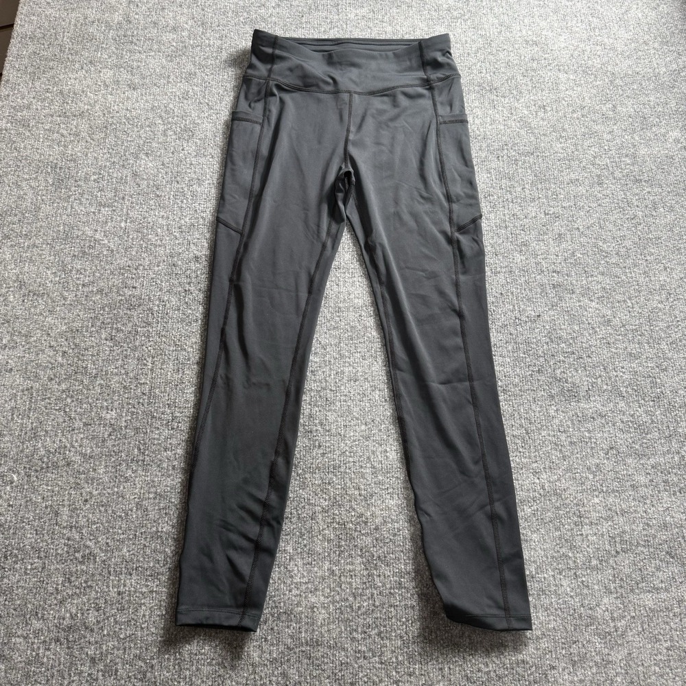 Women's Jet Black High Rise Athletic Yoga Leggings with Pockets Medium